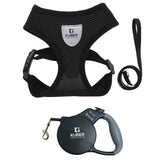 Kuber Industries Retractable Dog and Dog Chest Harness with Nylon Leash | No Pull, Soft Padded and Breathable Dog Vest I Adjustable, Reflective I Easy Control Dog Retractable Leash (Black, Large)